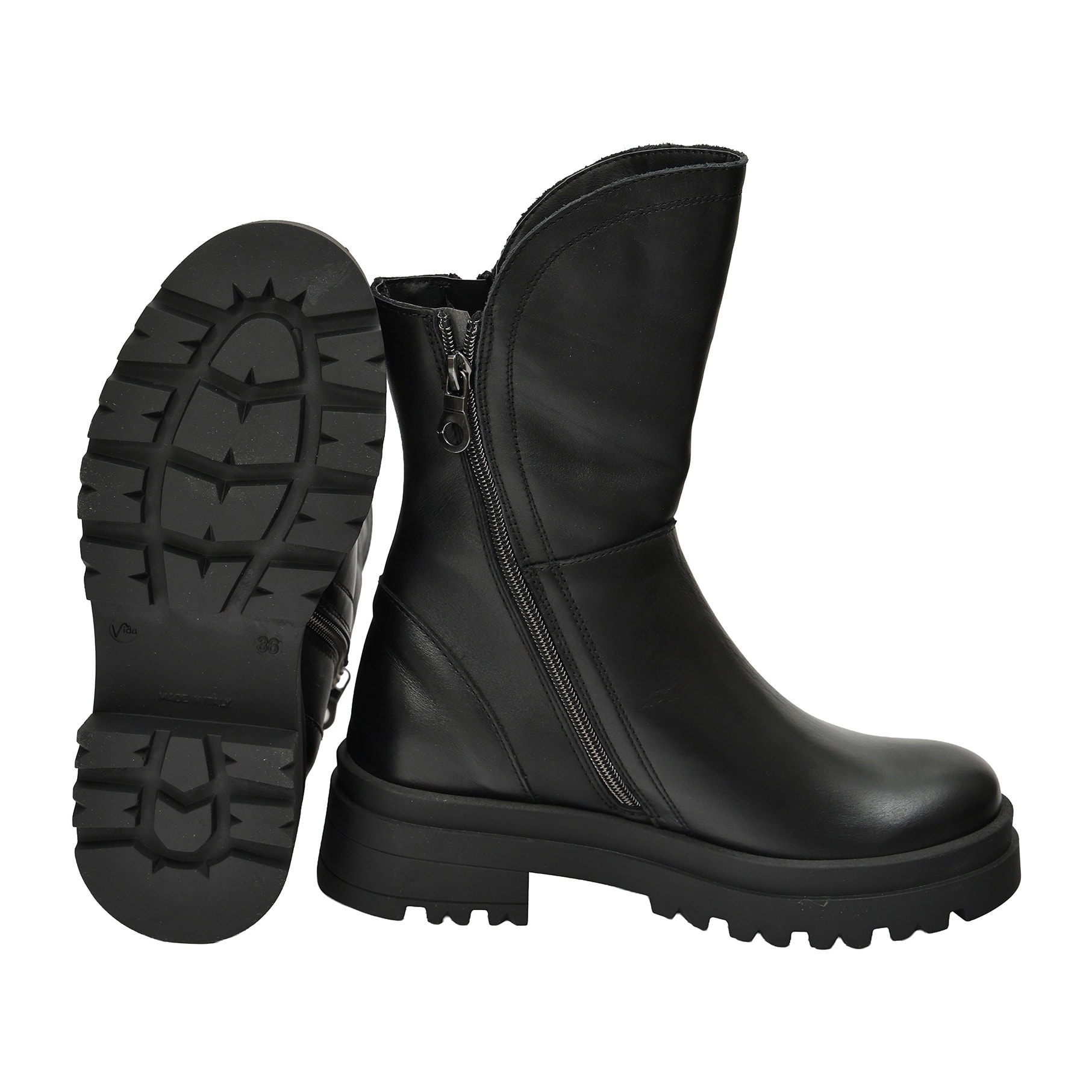 Stivaletti in vera pelle con doppia lampo