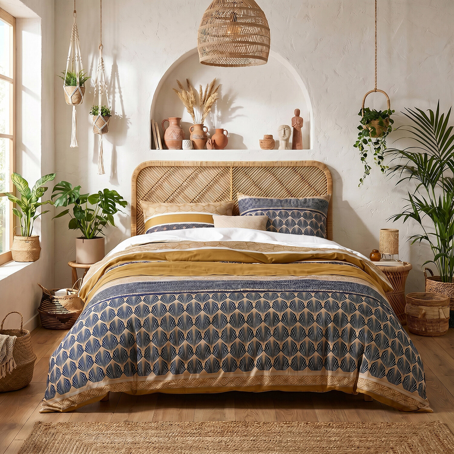 Parure housse de couette 240x220 cm imprimée graphique + 2 taies 100% Coton - CELORN