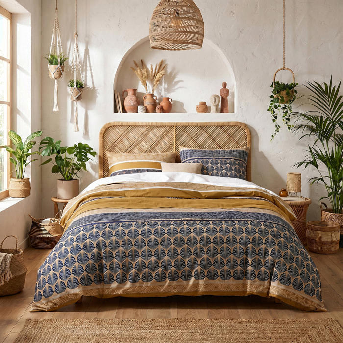Parure housse de couette 240x220 cm imprimée graphique + 2 taies 100% Coton - CELORN