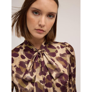 Motivi - Blusa con fiocco fantasia camouflage - Verde militare