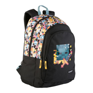 Minecraft Pixel mochila primaria doble compartimento, de gran capacidad y adaptable a carro.