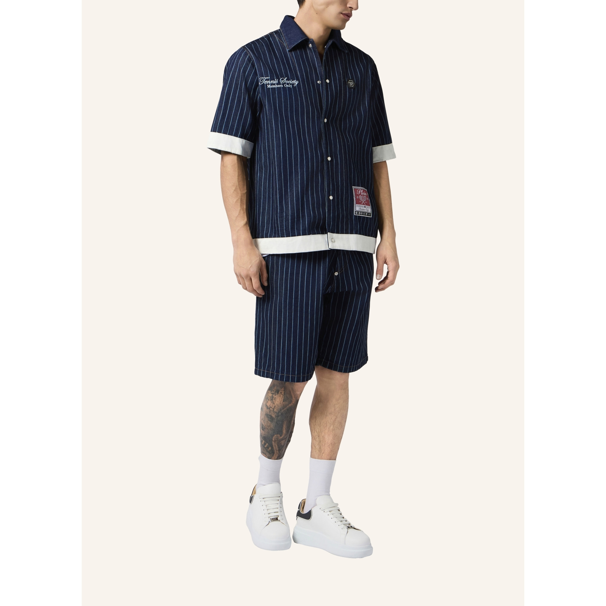 PHILIPP PLEIN Shortsleeve Denim Overshirt Tennis