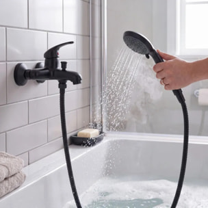 Flexible de douche inox NÉO 1,80 m – Anti-torsion – Connexion universelle F 1/2 – Certification ACS – Noir Ø 14 mm