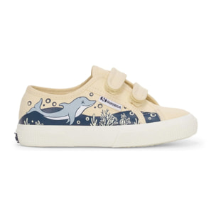 Le Superga Bambino/a Beige 3750 Kids Straps Dolphin Print Leggera