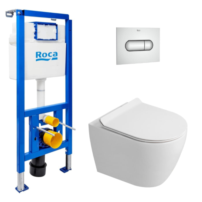 Pack WC bâti-support + WC suspendu sans bride Ceramia PixL avec abattant SoftClose + plaque (ROCEPXWT02-FR)