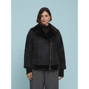 Fiorella Rubino - Chaqueta soft touch con cremallera asimétrica - Negro