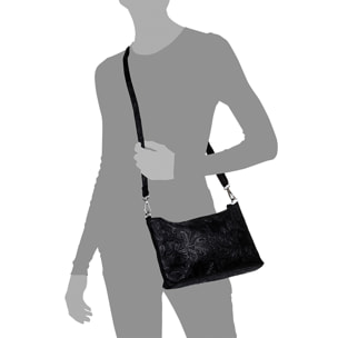 Martia Borsa a tracolla Donna.Pelle autentica Camoscio Incisa Arabesco