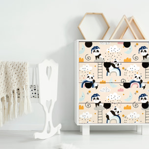 Sticker meuble enfant pandas et les arc-en-ciel magiques 60 x 90 cm