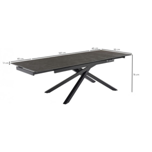 Table extensible en céramique vintage grey L160/240cm - 9 piètements - UNIK