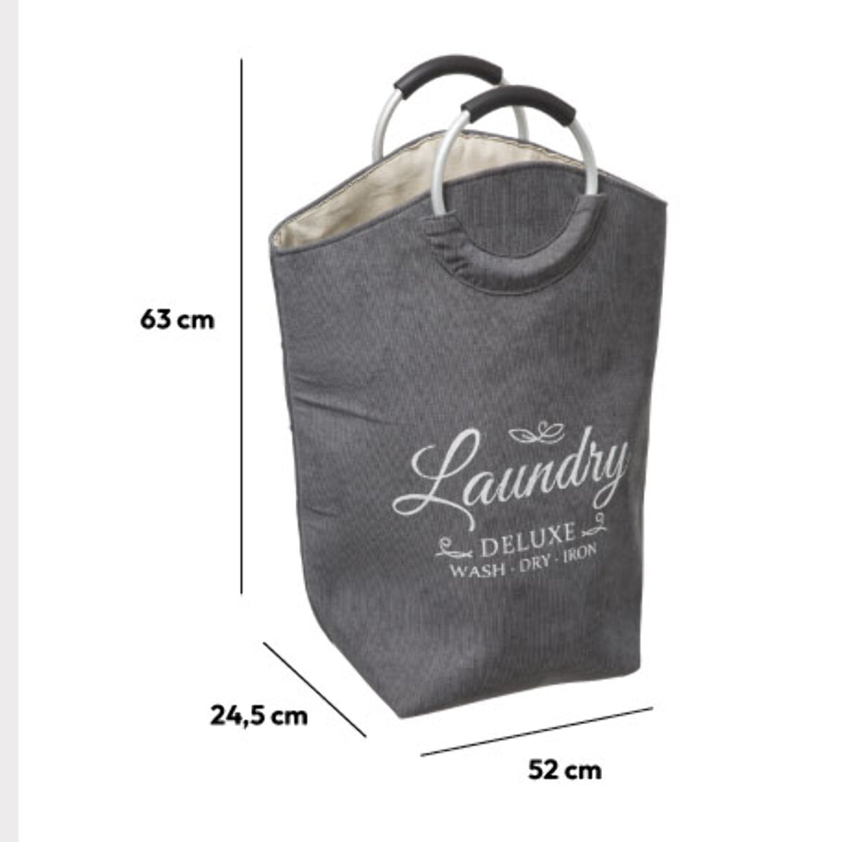 Panier à linge velours "Trio" gris anthracite