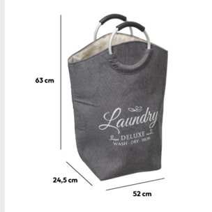 Panier à linge velours "Trio" gris anthracite