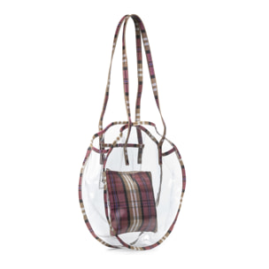 IRIA QUINTANA Borsa a Spalla da Donna Asti. Materiale PVC PU Pelle Sintetica Stampata 42x14x32 Cm. Beige