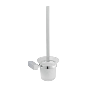 Multi brosse WC en verre dépoli, chrome (ELE37)