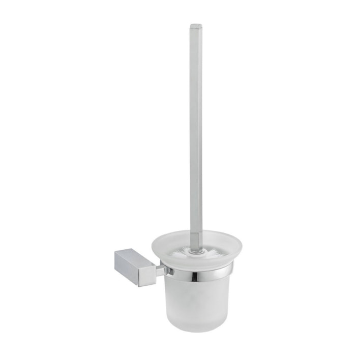 Multi brosse WC en verre dépoli, chrome (ELE37)