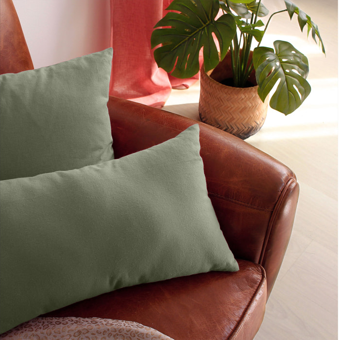 Coussin non déhoussable en coton uni - Taupe