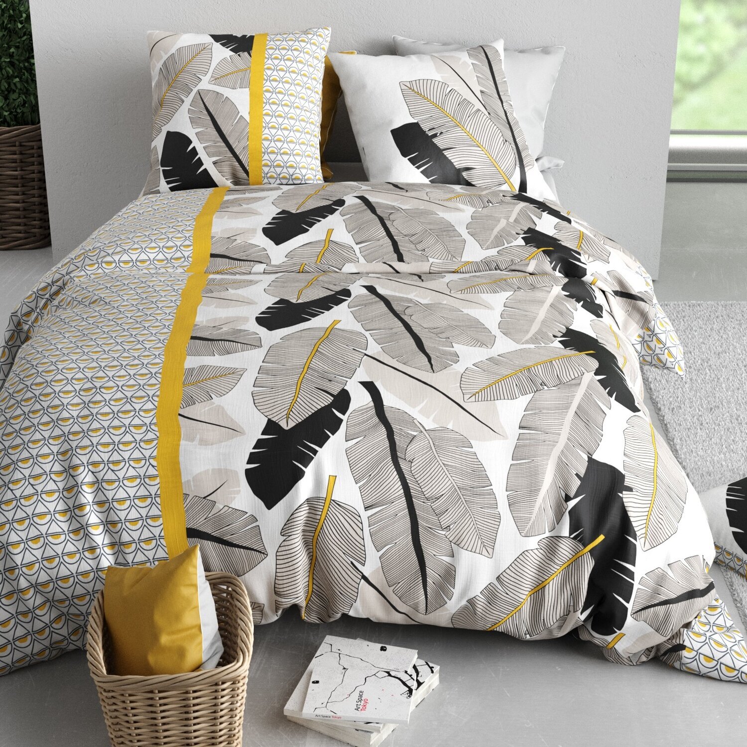Parure housse de couette imprimé 100% coton - palmora