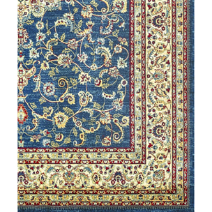 Tappeto Stile Persiano Disegno Medaglione Blu