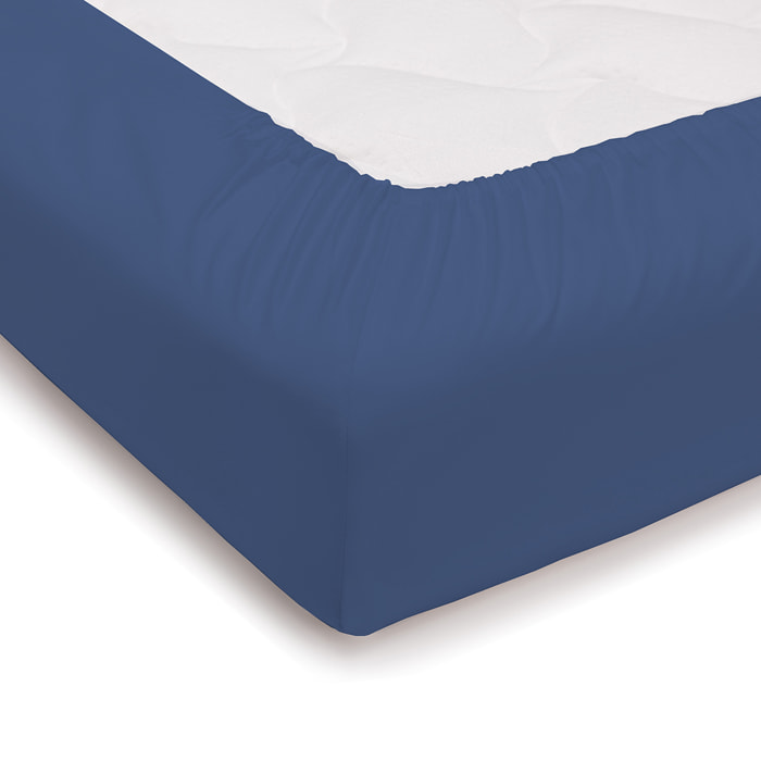 Lenzuolo sotto con angoli tinta unita navy 100% cotone