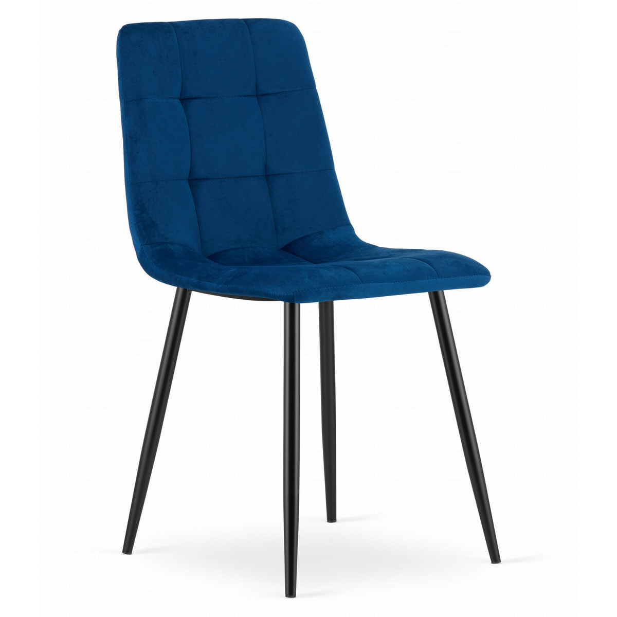 Sedia KARA in Velluto Blu Notte con Gambe in Metallo Nero