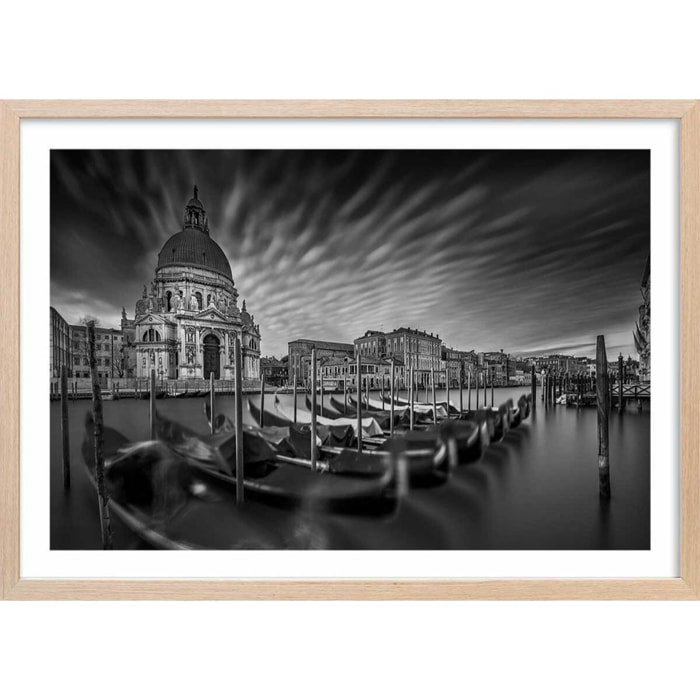 Affiche ville Les canaux de Venise Affiche + cadre en bois - Chêne