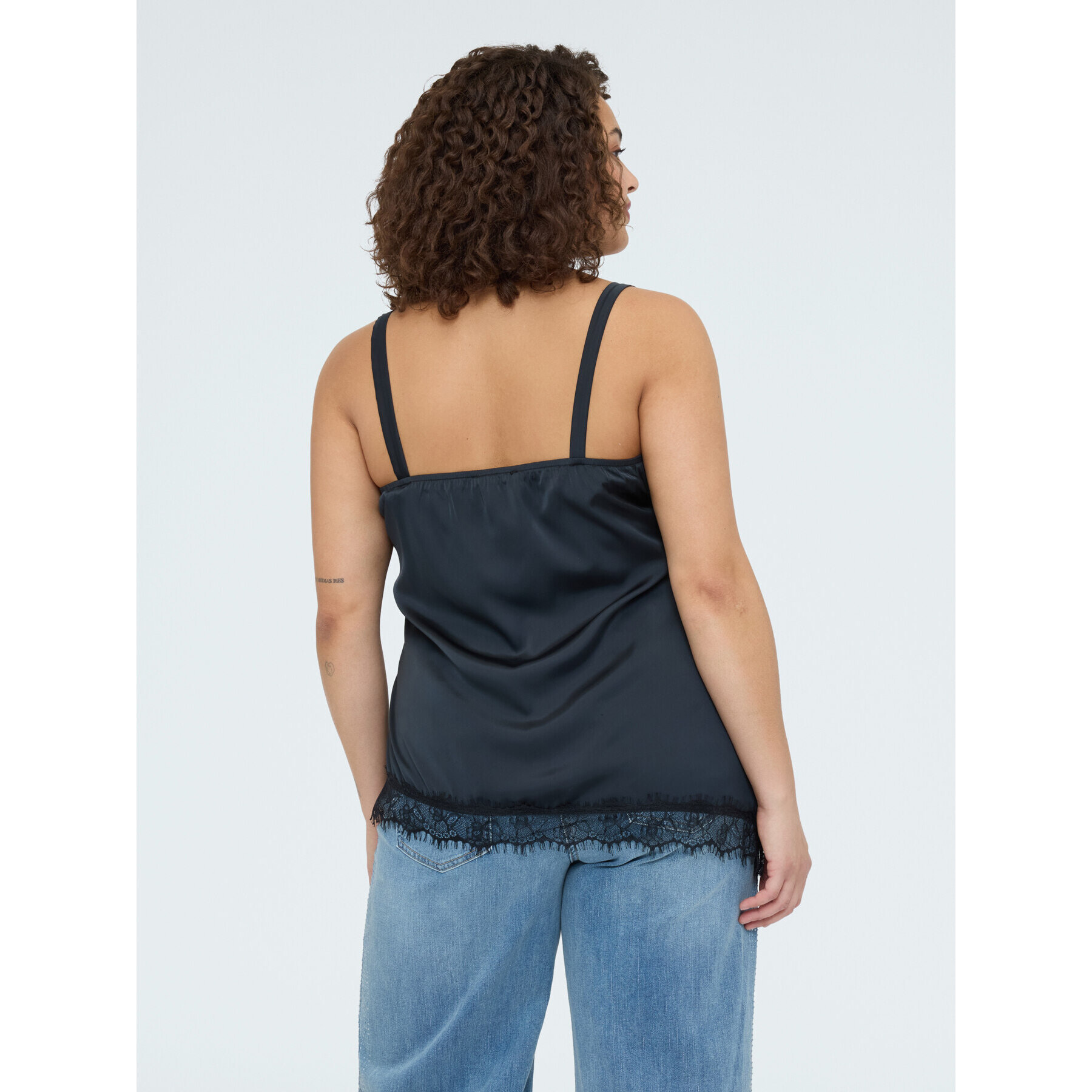 Fiorella Rubino - Top in raso con dettagli in pizzo - Nero