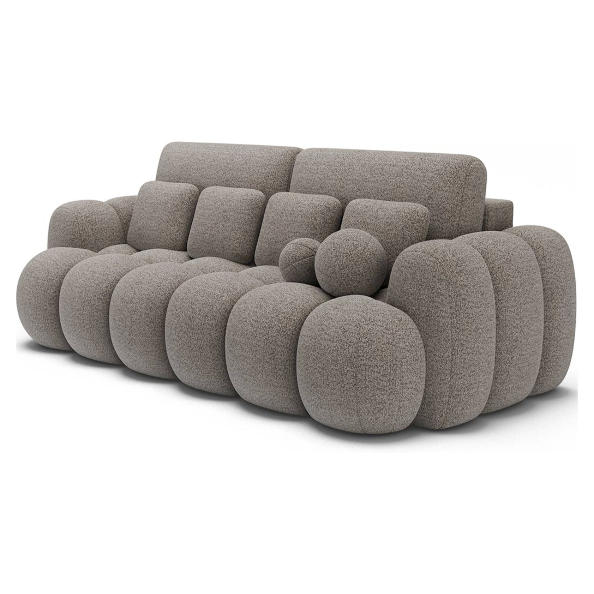 Dorian - Canapé droit 3 places convertible avec coffre en tissu bouclette - Taupe