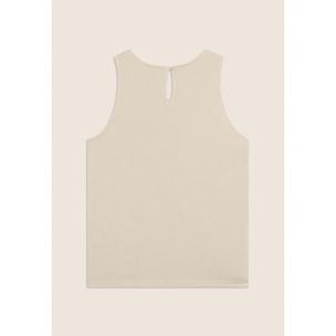 Canotta Svasata con Ricamo Floreale