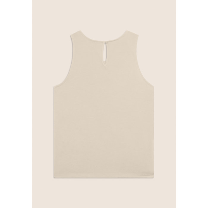 Canotta Svasata con Ricamo Floreale