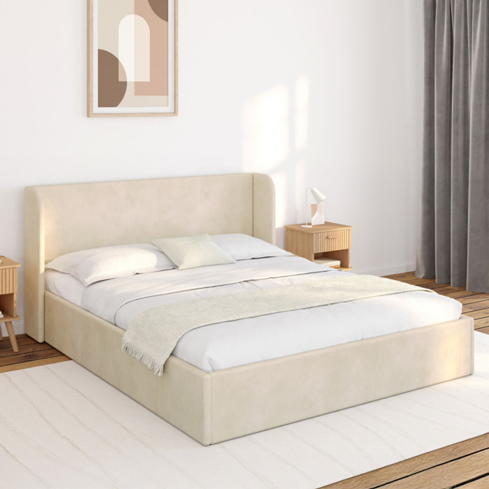 Lit coffre Lucia 160x200cm velours beige