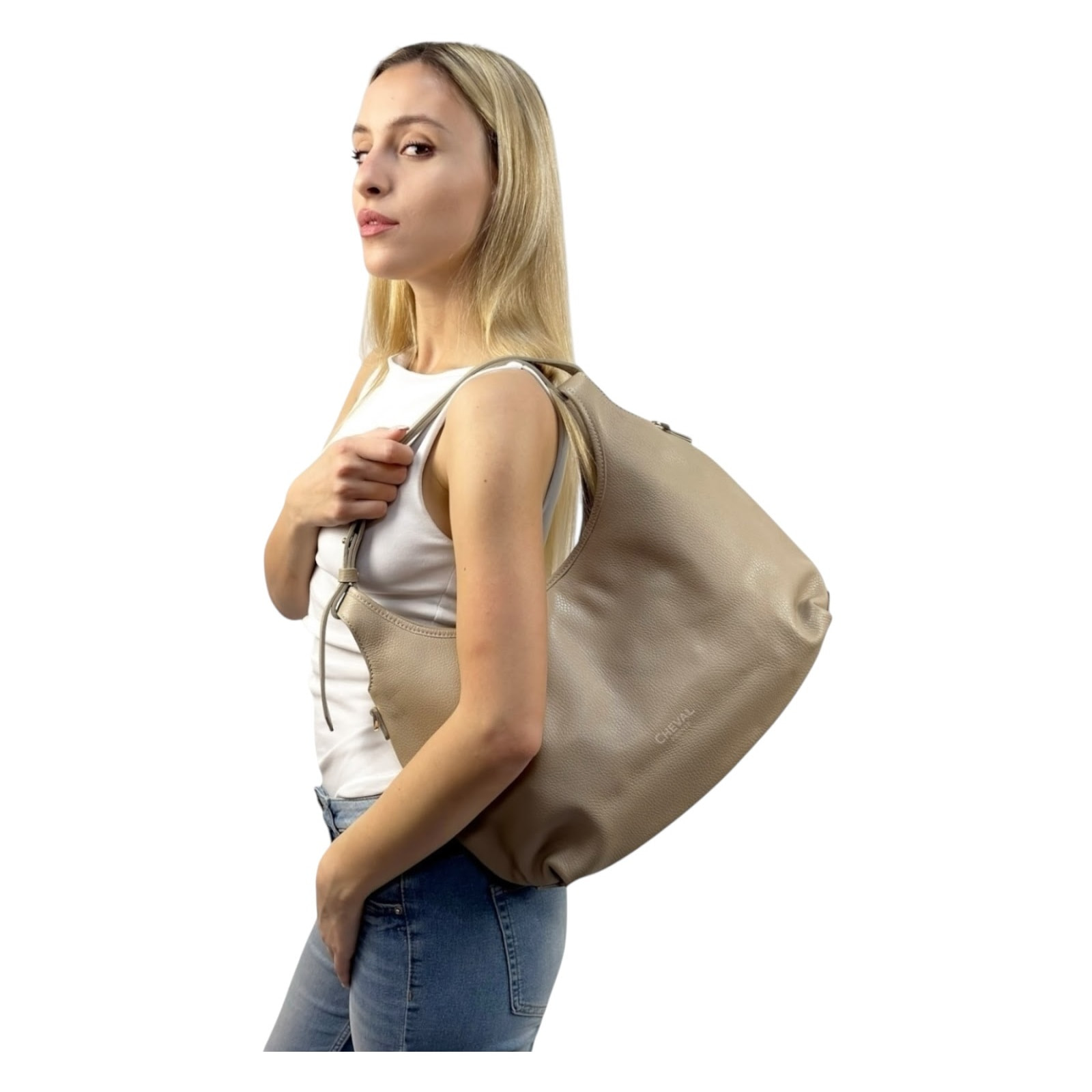 Bolso de Hombro Cheval Firenze Malaga A/S Gris Pardo Claro