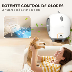 Arenero Gatos Autolimpiable 80L Arenero Autolimpiable Eliminación de Olores Control de APP Protección de Seguridad 1 Rollo de Bolsas de Basura