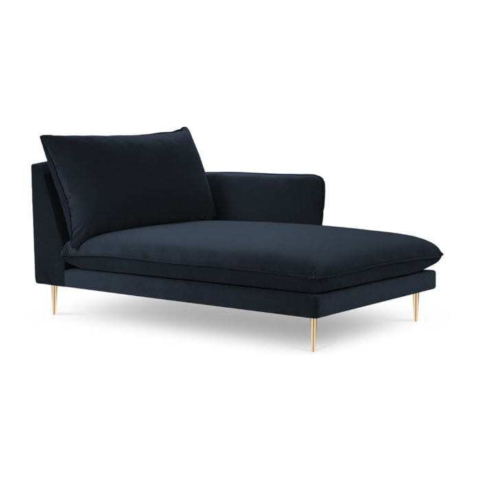 Méridienne droite "Vienna" en velours bleu foncé