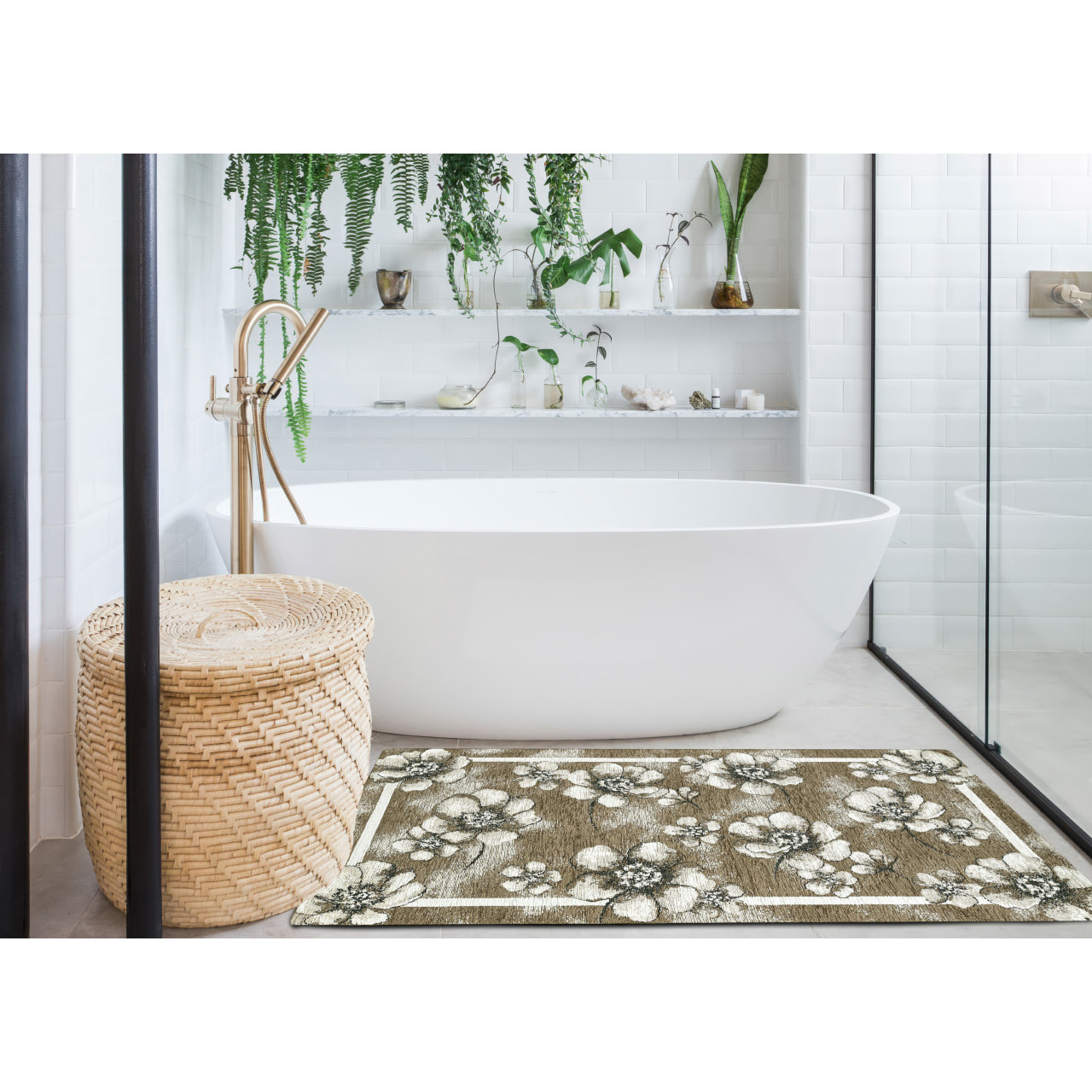 Tappeto Jacquard Ideale Cucina Ingresso Made In Italy Antiscivolo, Lavabile, Morbido Disegno Emily Fango By Suardi