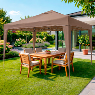 Gazebo Pieghevole 3x4 M in Acciaio con Telo Idrorepellente 160 g/m² Anti-UV Struttura Robusta Apertura Rapida con Borsa e 4 Sacche Tortora