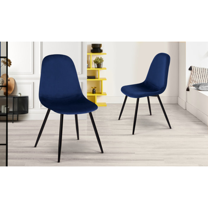 Chaises Sofia - Bleu - pied noir