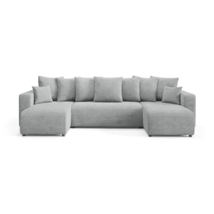 GLORIA - Canapé panoramique 6 places en tissu gris