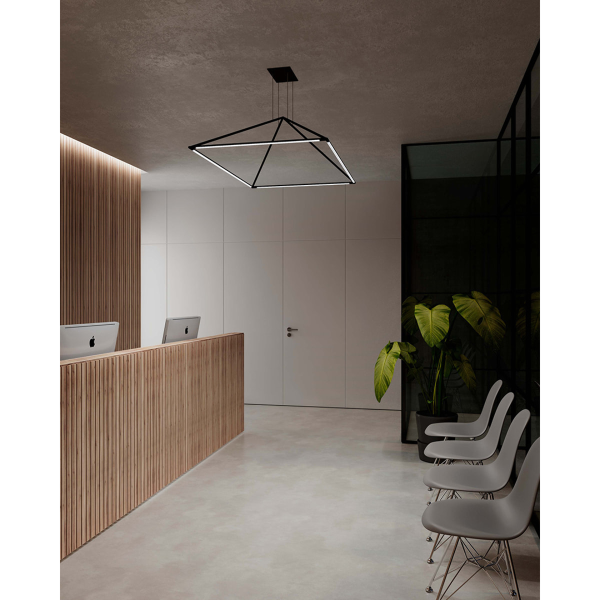 LEDS C4 Colgante Tubs 900mm LED 41 Blanco cálido - 3000K ON-OFF Negro 1791lm