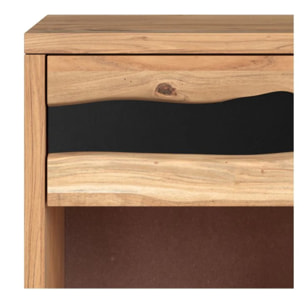 Table de chevet en bois d'acacia et métal, 1 tiroir et 1 niche - Alabama