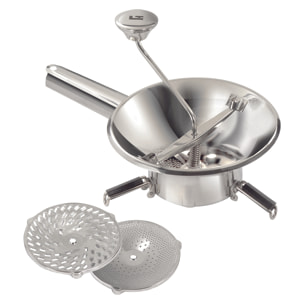 Moulin passe-légumes Ø 22 cm inox - 3 grilles - Pack La Bonne Graine