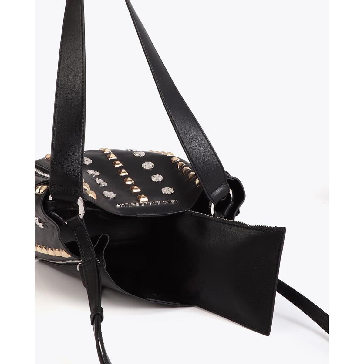 Borsa a tracolla con borchie oro e argento