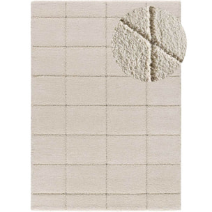 MOLIER Alfombra shaggy con formas abstractas en blanco, varias medidas disponibles.