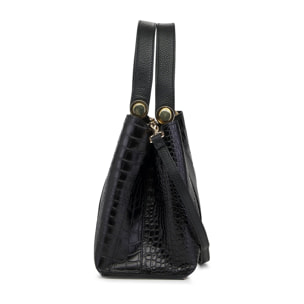 Borse Donna colore Nero-in pelle Made in Italy 25x29x13cm