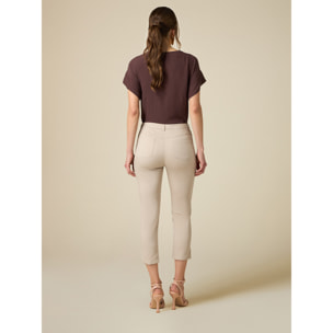 Oltre - Pantaloni capri misto cotone - Beige