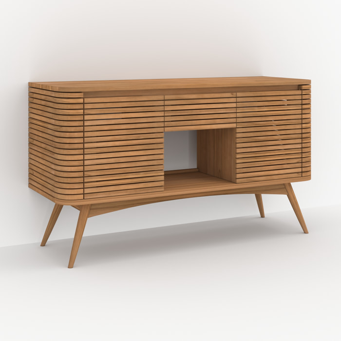 Meuble de salle de bain en bois de teck 140 cm avec une niche - Auguste