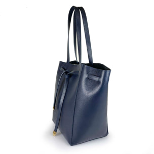 Borsa Donna in vera pelle Made in Italy colore Blu dimensioni cm 41 x 30 x 18