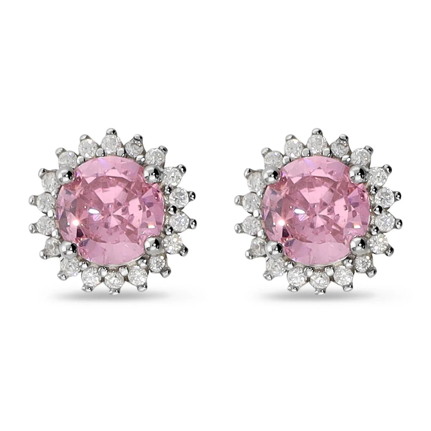 Orecchini Bottone Fiore con Cubic Zirconia Viola