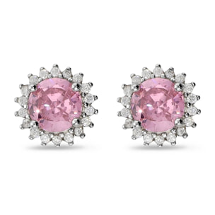 Orecchini Bottone Fiore con Cubic Zirconia Viola
