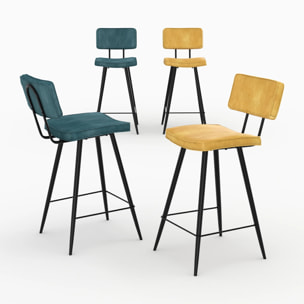 Pack 4 chaises pour îlot central bleues et jaunes 66 cm - Texas