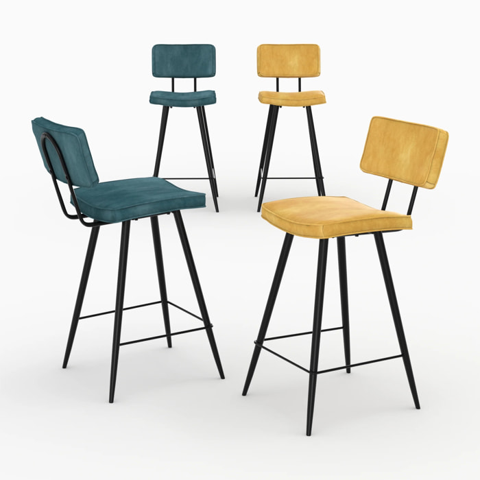 Pack 4 chaises pour îlot central bleues et jaunes 66 cm - Texas