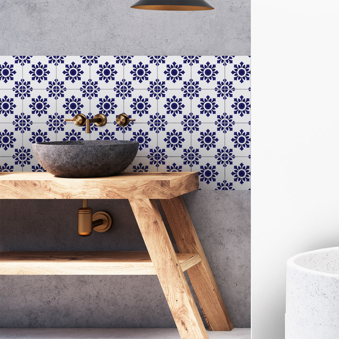 Stickers muraux - Sticker Mural Carrelage adhésif Cuisine Salle de Bain - 24 STICKERS CARRELAGES AZULEJOS MATHIA